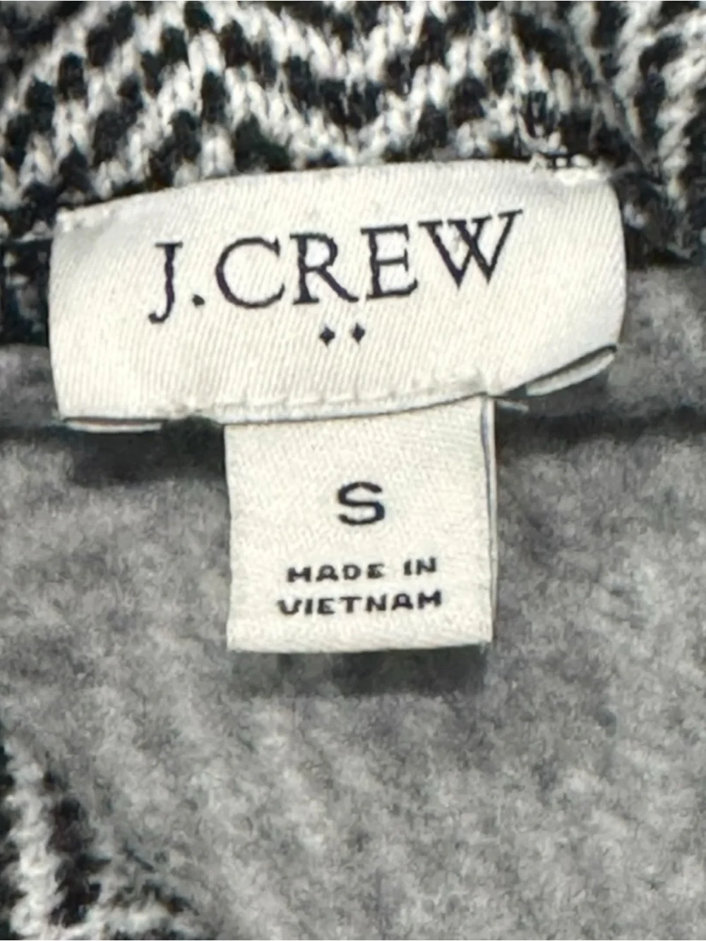 J.Crew Herringbone Funnel Neck Fleece Pullover Gray Black Women’s Small Cozy